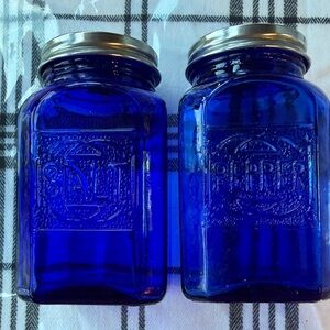Blue Glass Salt and Pepper Shakers